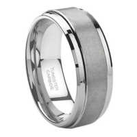 9MM Brushed Tungsten Ring "Jewel 9"