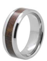 8MM KOA Wood Tungsten Ring "Plymouth"