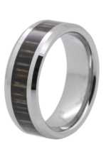 8MM Zebra Wood Inlay Tungsten Wedding Band "London"