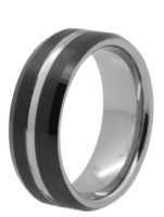 8MM Black Tungsten Grooved Ring "Hanover"