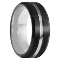 8MM Black Tungsten Grooved Ring "Hanover"