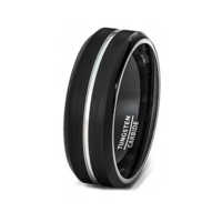 8MM Black Tungsten Grooved Ring "Hanover"