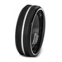 8MM Black Tungsten Grooved Ring "Hanover"