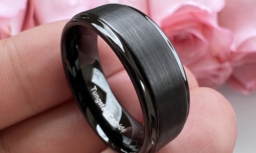 8 mm Black Tungsten Carbide Ring Black Jewel