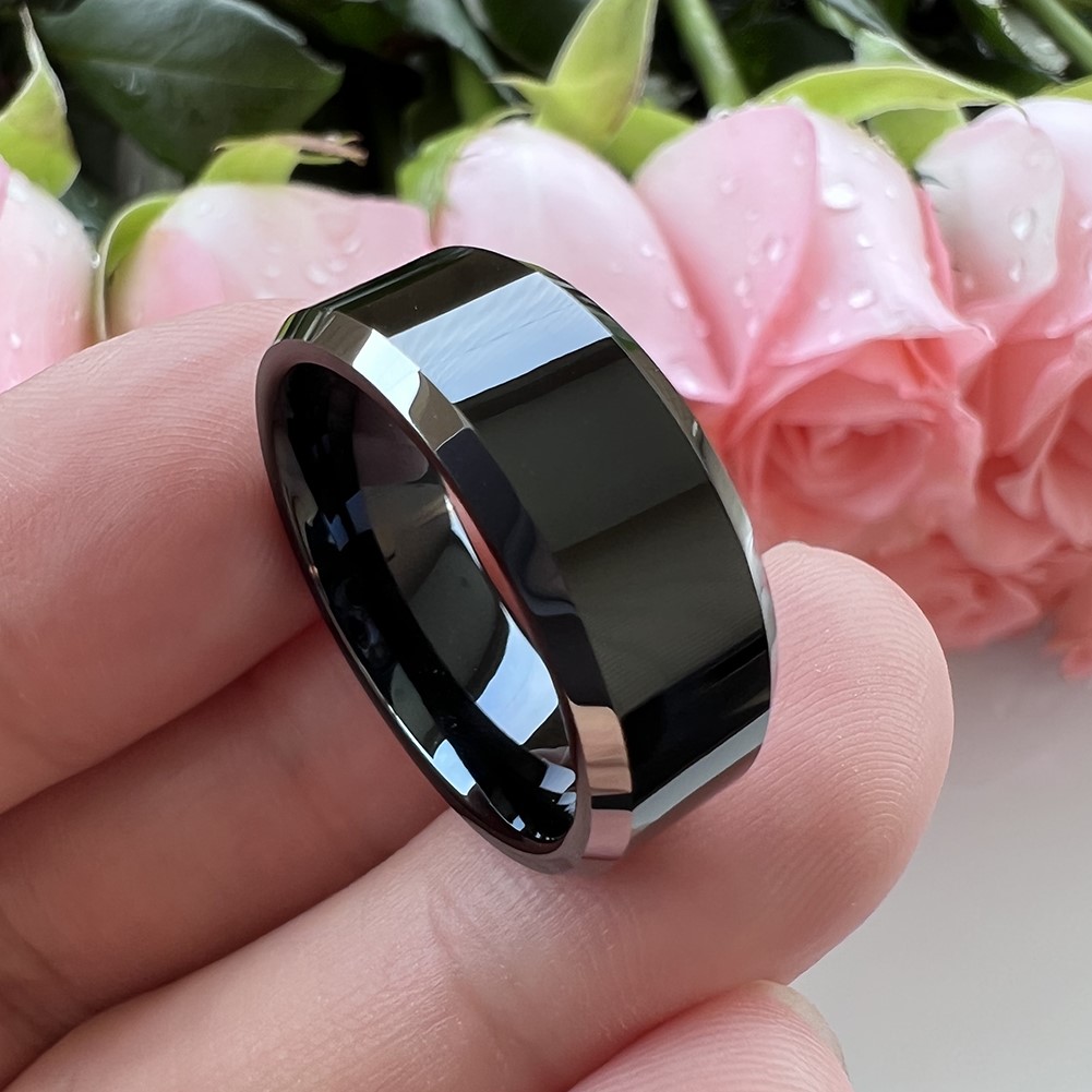 Men's Black Tungsten Ring With Diamond #1354 - Seattle Bellevue | Joseph  Jewelry