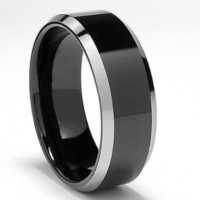 8MM Black Polished Tungsten Ring "Kingston"