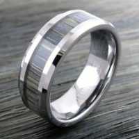 8MM Ash Wood Inlay Tungsten Wedding Band "Lichfield"