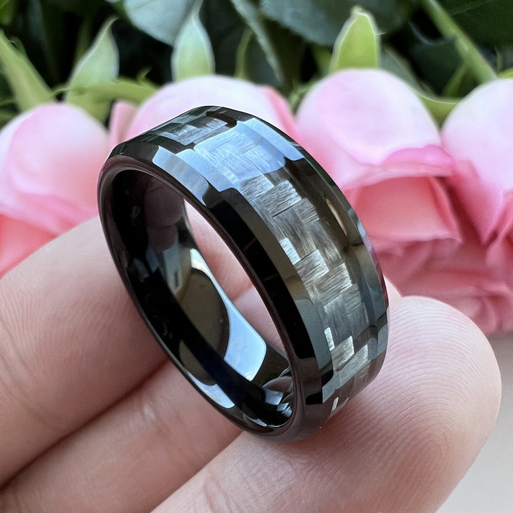 Men's Tungsten Carbide Wedding Band with Sandstone Inlay from Black Diamonds  New York