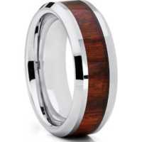 8MM KOA Wood Tungsten Ring "Plymouth"