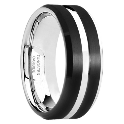 8MM Black Tungsten Grooved Ring "Hanover"