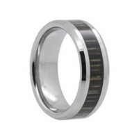 8MM Ash Wood Inlay Tungsten Wedding Band "Lichfield"