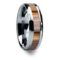 8MM Zebra Wood Inlay Tungsten Wedding Band "London"