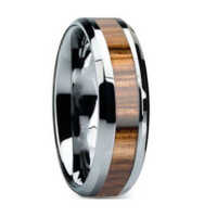 8MM Zebra Wood Inlay Tungsten Wedding Band "London"