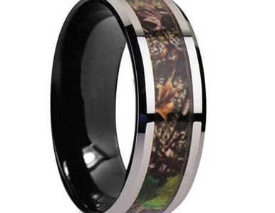 8MM Camo Inlay Tungsten Wedding Band "Manchester"