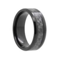 8MM Carbon Fiber Inlay Black Tungsten Wedding Band  "Norwich"