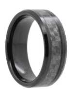 8MM Carbon Fiber Inlay Black Tungsten Wedding Band  "Norwich"