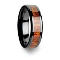 8MM Bloodwood Inlay Black Tungsten Ring "Salisbury"