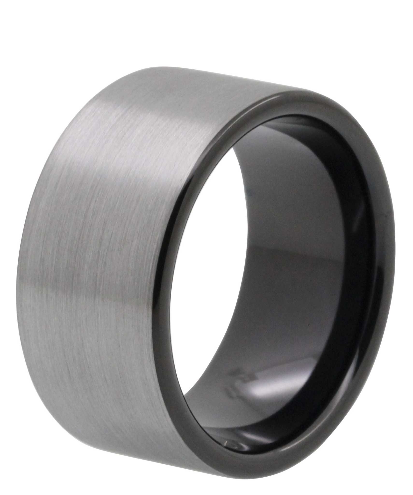 Black Tungsten Carbide 8MM Flat Wedding Band Ring