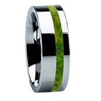 8 mm Tungsten with Green Box Elder Wood "Little Rock"