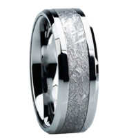 8 mm Meteorite Inlay Tungsten Ring "Madison"