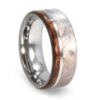 8 mm Meteorite/Ironwood Tungsten Ring  "Montgomery"
