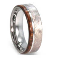 8 mm Meteorite/Ironwood Tungsten Ring  "Montgomery"