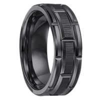 8 mm Black Tungsten Mens Wedding Bands "Utopia"