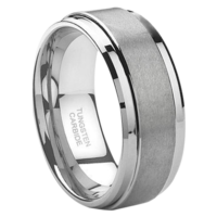 8 mm Tungsten Wedding Band with Brushed Center  "Jewel"