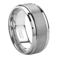 8 mm Tungsten Wedding Band with Brushed Center  "Jewel"