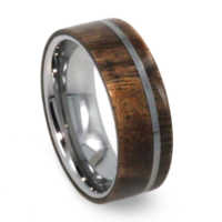 8 mm Mesquite Burl Wood Mens Wedding Rings in Tungsten - T036M
