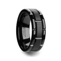 8 mm Black Tungsten Mens Wedding Bands "Utopia"