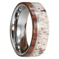 8 mm Titanium Ring with Deer Antler/Ironwood "Reno"