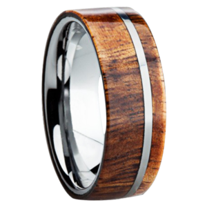 8 mm KOA Wood Inlay in Titanium Ring "Fontana"