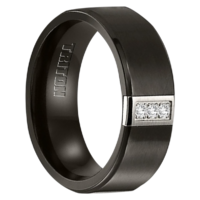 8MM Black Titanium with 3 Diamond Ring "Venturer"