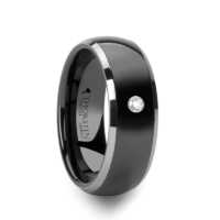 Black Ceramic/Tungsten with White Diamond  "Riverton"