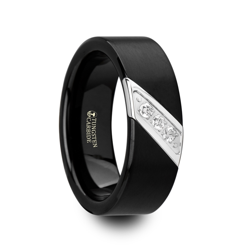 Triton Men's 9.0mm Comfort Fit Black Tungsten Wedding Band | Zales