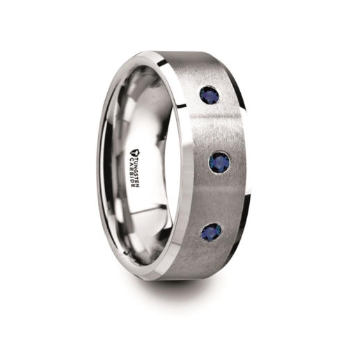 3-Sapphires - Tungsten Rings "Basel"