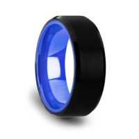 8 mm Matte Black Tungsten & Blue Sleeve "Blue Bugle"