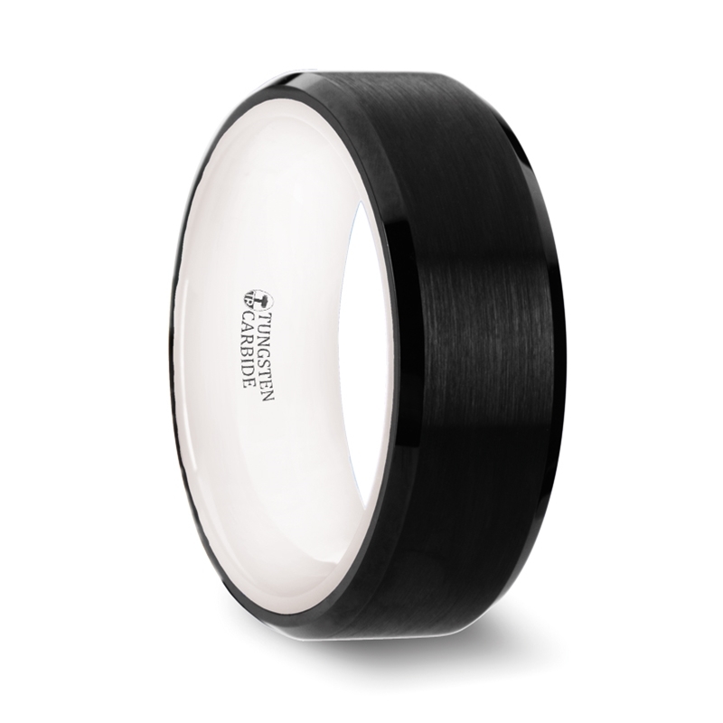 8 mm Black/White Tungsten Rings "Santilly"