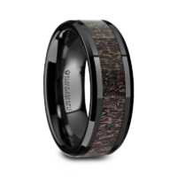 Black Ceramic Rings - Dark Antler Inlay "Charmont"