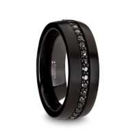 8 mm Black Tungsten Rings/Black Sapphires "Bergen"