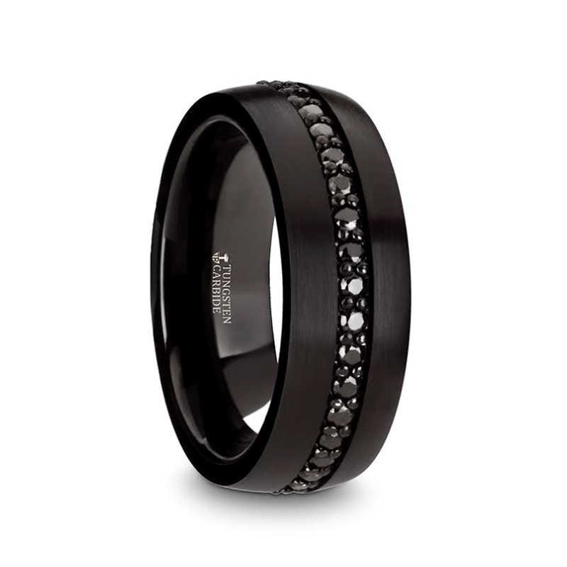 8 mm Black Tungsten Rings/Black Sapphires "Bergen" | Tungsten Rings.com