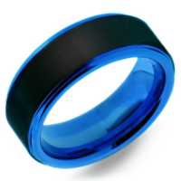 8 mm Matte Black Tungsten & Blue Sleeve "Blue Bugle"