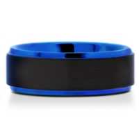 8 mm Matte Black Tungsten & Blue Sleeve "Blue Bugle"