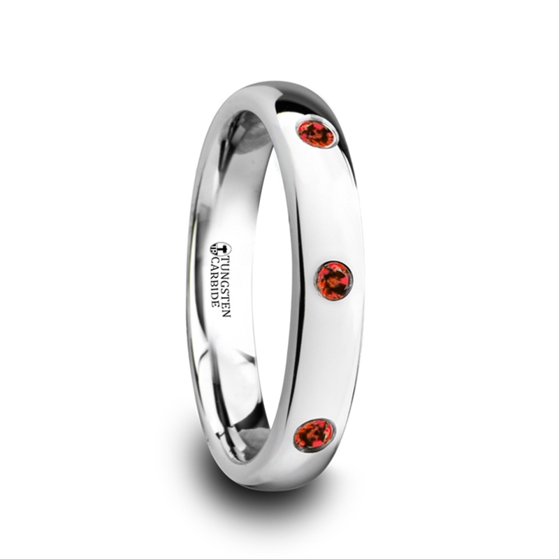 3-Red Rubies - Tungsten Rings "Ava"