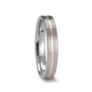 4 mm Tungsten Carbide with Rose Gold Inlay "Ambrosia"