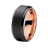 8MM Rose Gold in Black Tungsten "Black Jewel - Rose"