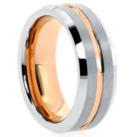 8 mm Matte Finish Tungsten Rose Gold Plated Sleeve "Rose Garden"