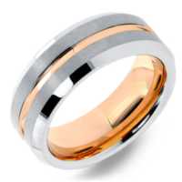 8 mm Matte Finish Tungsten Rose Gold Plated Sleeve "Rose Garden"