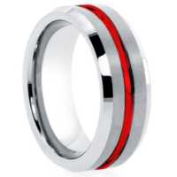 8 mm Tungsten Rings - Red Groove "Red Meteor"